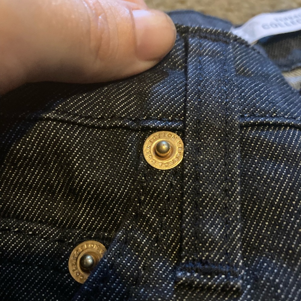 Versace Women's Dark Wash Jeans with Bright Blue Stitching - Picture 4 of 7